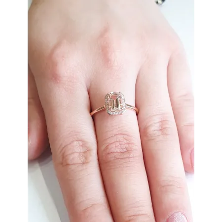 PIERŚCIONEK MORGANIT DIAMENTY PRÓBA 585