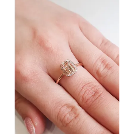 PIERŚCIONEK MORGANIT DIAMENTY PRÓBA 585