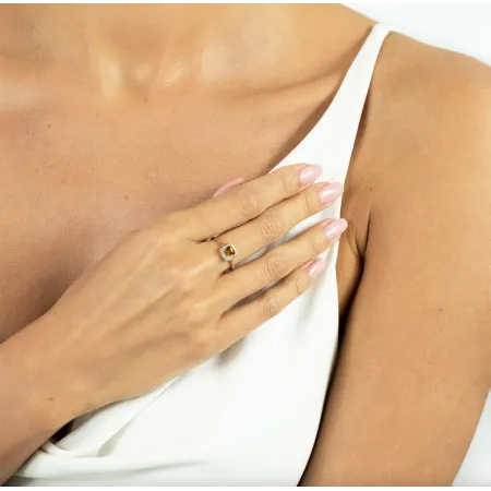 ZŁOTY PIERŚCIONEK CYTRYN DIAMENTY 585 NA PREZENT