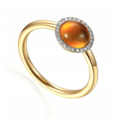 ZŁOTY PIERŚCIONEK CYTRYN DIAMENTY PRÓBA 585