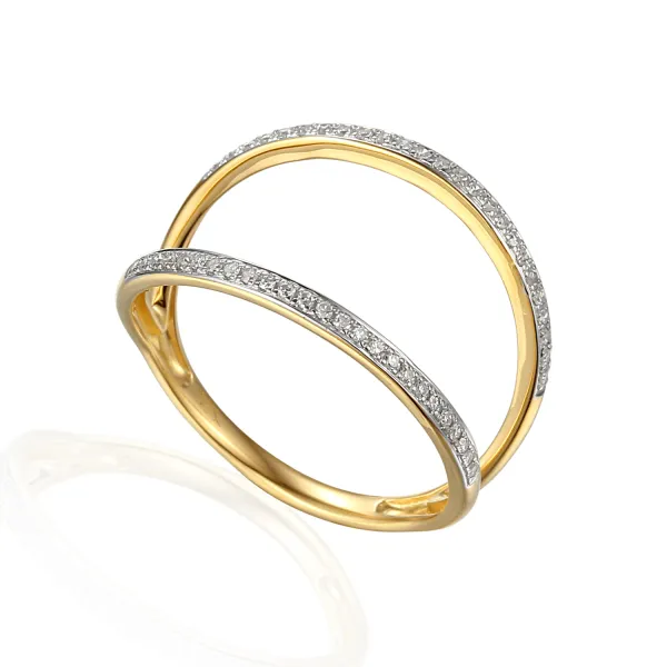 ZŁOTY 585 DELIKATNY PIERŚCIONEK DIAMENTY