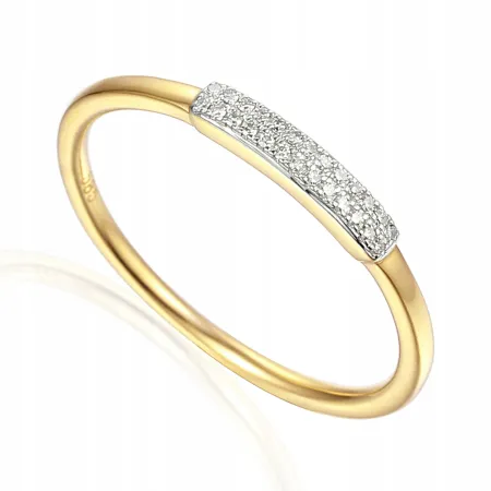 ZŁOTY DELIKATNY 585 PIERŚCIONEK DIAMENTY PREZENT