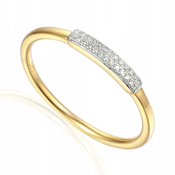 ZŁOTY DELIKATNY 585 PIERŚCIONEK DIAMENTY PREZENT