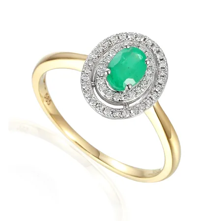 ZŁOTY PIERŚCIONEK SZMARAGD DIAMENT PRÓBA 585