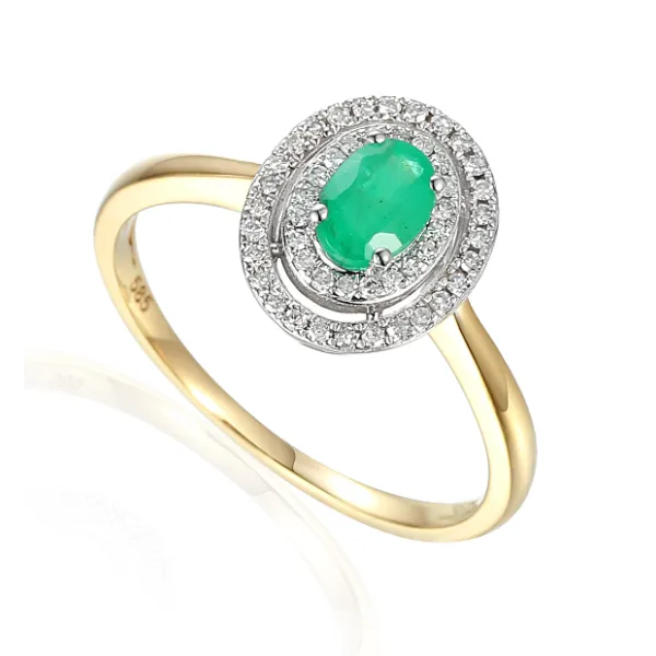 ZŁOTY PIERŚCIONEK SZMARAGD DIAMENT PRÓBA 585