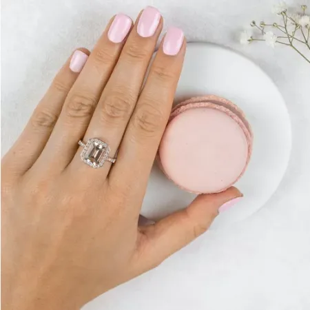 PIERŚCIONEK 585 MORGANITY DIAMENTY RÓŻOWE ZŁOTO