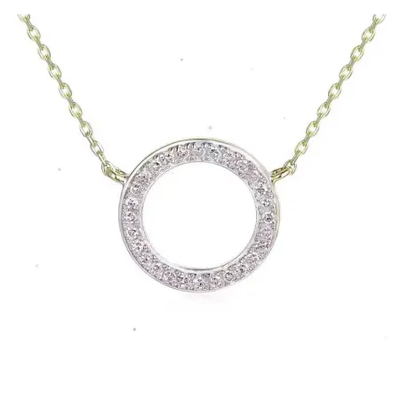 Naszyjnik Złoty 585 Celebrytka Kółko z Diamentami