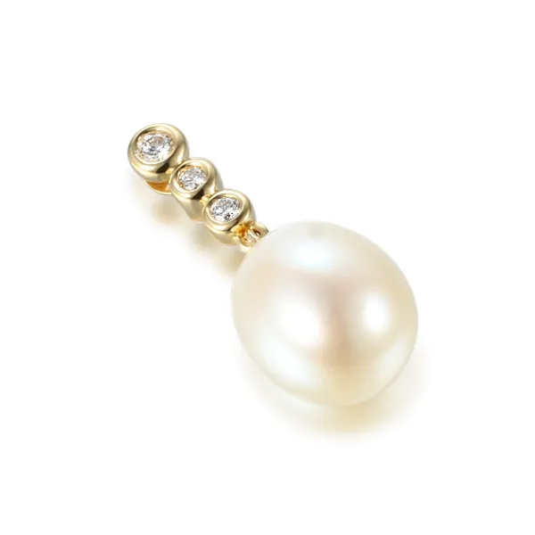 ZŁOTA ZAWIESZKA PERŁA DIAMENTY PREZENT PRÓBA 585