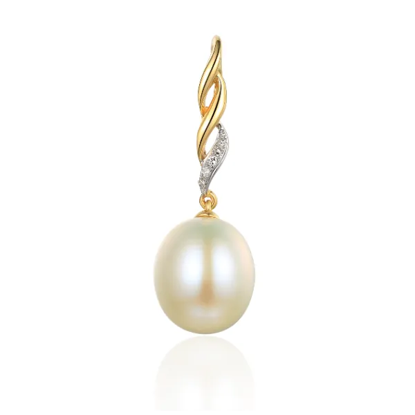 ZŁOTA ELEGANCKA ZAWIESZKA PERŁA DIAMENTY PREZENT