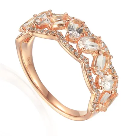 PIERŚCIONEK 585 MORGANIT DIAMENTY GRAWER