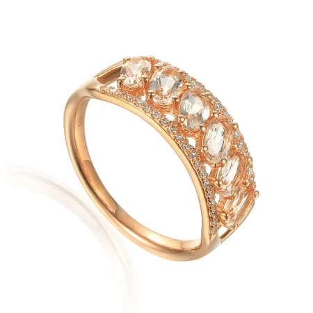 ELEGANCKI PIERŚCIONEK 585 MORGANITY I DIAMENTY