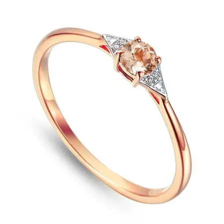 PIERŚCIONEK MORGANIT DIAMENTY RÓŻOWE ZŁOTO pr 585
