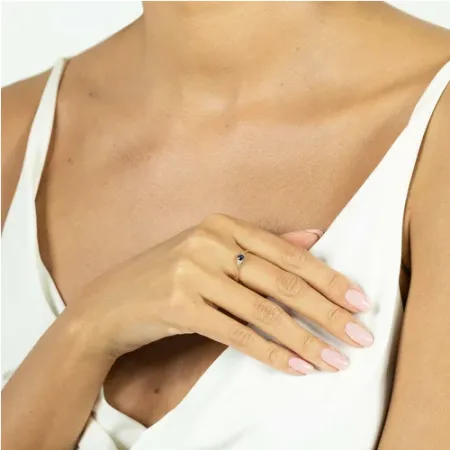 PIERŚCIONEK SZAFIR DIAMENTY BIAŁE ZŁOTO PRÓBA 585