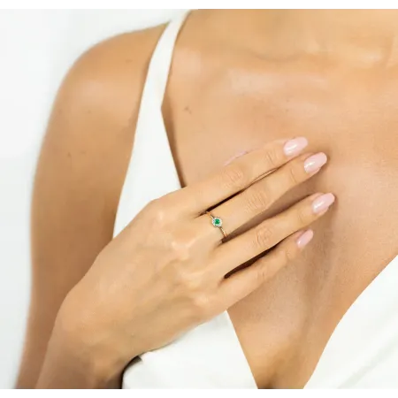 ZŁOTY PIERŚCIONEK SZMARAGD DIAMENTY PRÓBA 585