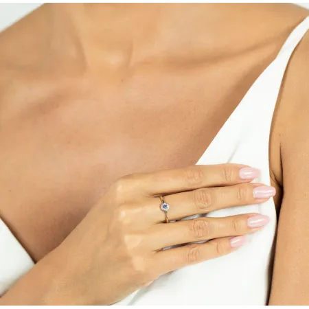 ZŁOTY 585 PIERŚCIONEK Z TANZANITEM I DIAMENTAMI