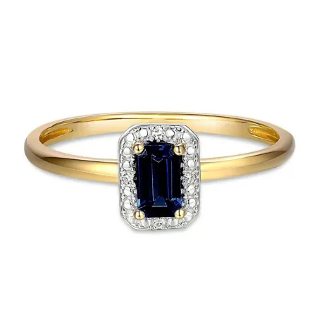 ZŁOTY PIERŚCIONEK SZAFIR DIAMENTY PRÓBA 585