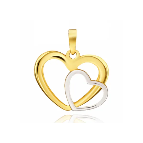 Złota Zawieszka Dwa Serca na Prezent Próba 585  