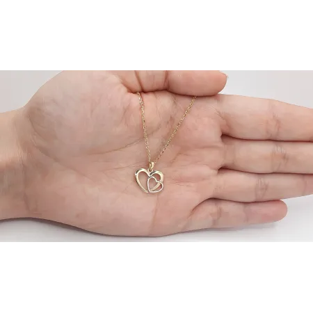 Złota Zawieszka Dwa Serca na Prezent Próba 585  