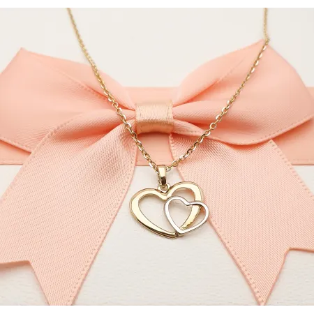 Złota Zawieszka Dwa Serca na Prezent Próba 585  