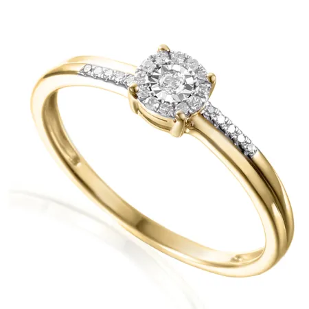 ZŁOTY ZARĘCZYNOWY PIERŚCIONEK Z BRYLANTAMI