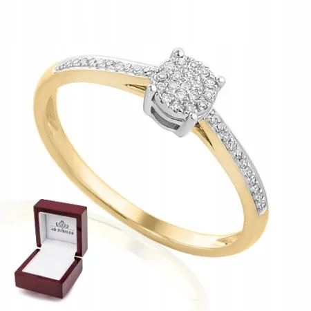 ZŁOTY 585 PIERŚCIONEK Z DIAMENTAMI PREZENT GRAWER