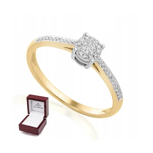 ZŁOTY 585 PIERŚCIONEK Z DIAMENTAMI PREZENT GRAWER