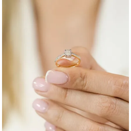 ZŁOTY 585 PIERŚCIONEK Z DIAMENTAMI PREZENT GRAWER