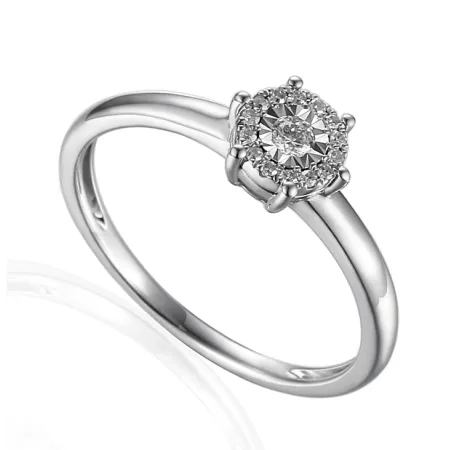 PIERŚCIONEK 585 ZARĘCZYNOWY DIAMENTY BIAŁE ZŁOTO