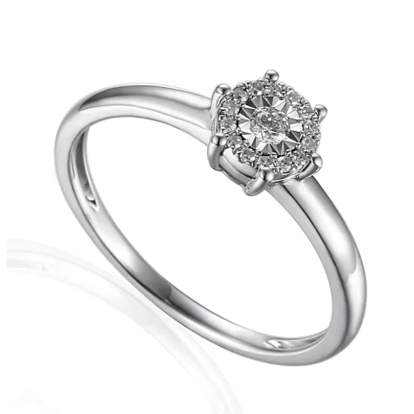 PIERŚCIONEK 585 ZARĘCZYNOWY DIAMENTY BIAŁE ZŁOTO