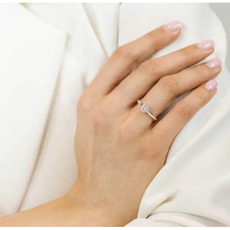 PIERŚCIONEK 585 ZARĘCZYNOWY DIAMENTY BIAŁE ZŁOTO