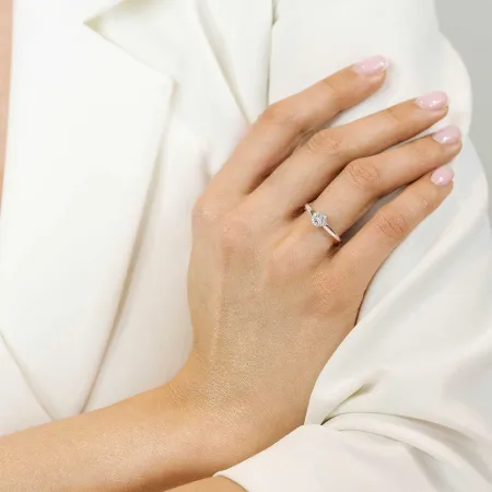 ZŁOTY 585 PIERŚCIONEK ZARĘCZYNOWY DIAMENTY GRAWER