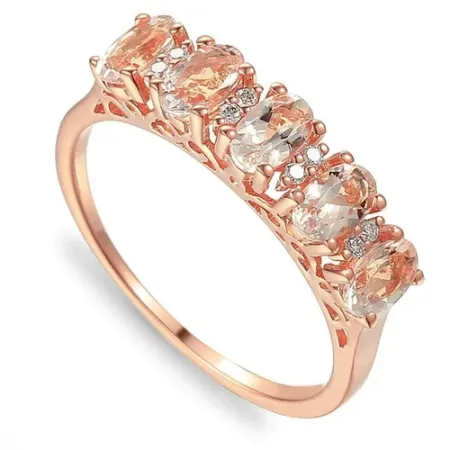 PIERŚCIONEK 585 MORGANITY I DIAMENTY