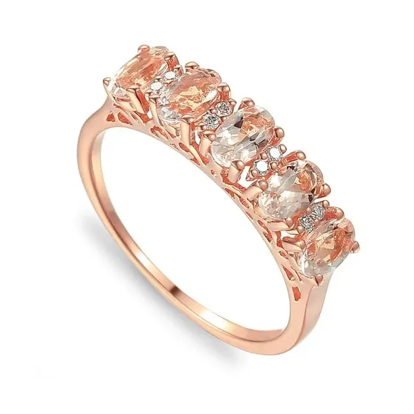 PIERŚCIONEK 585 MORGANITY I DIAMENTY