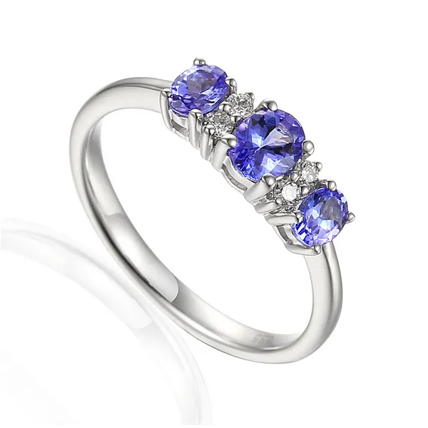 Pierścionek Tanzanit Diamenty Białe Złoto pr 585