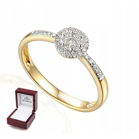 ZŁOTY ZARĘCZYNOW PIERŚCIONEK BRYLANTY 0,15ct