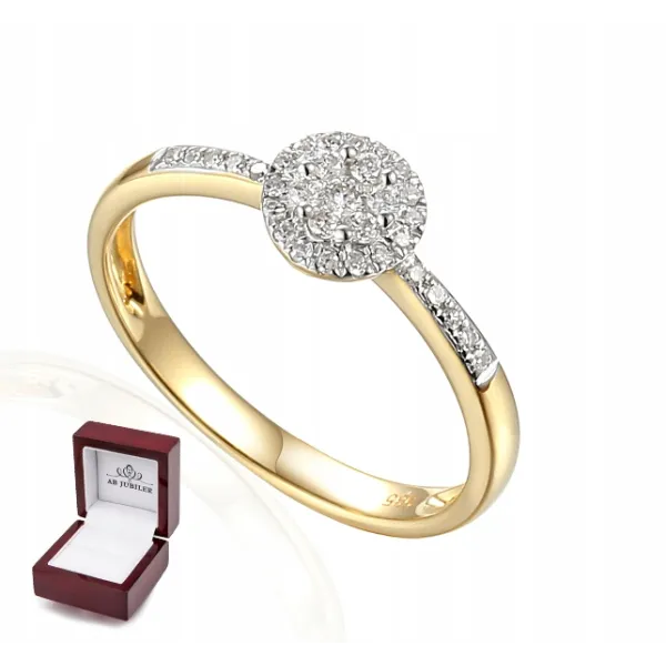 ZŁOTY ZARĘCZYNOW PIERŚCIONEK BRYLANTY 0,15ct