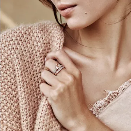 PIERŚCIONEK RÓŻOWE ZŁOTO 585 MORGANIT DIAMENTY