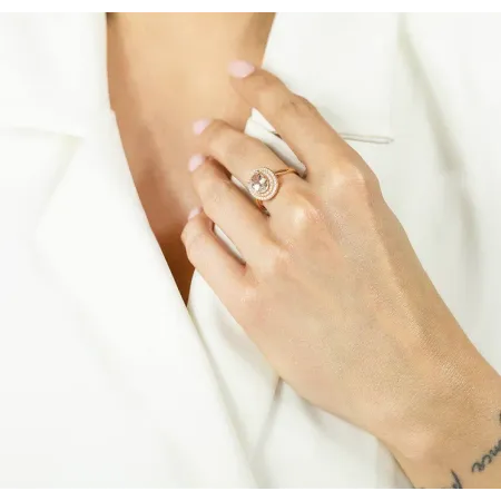 PIERŚCIONEK MORGANIT DIAMENTY pr 585 RÓŻOWE ZŁOTO