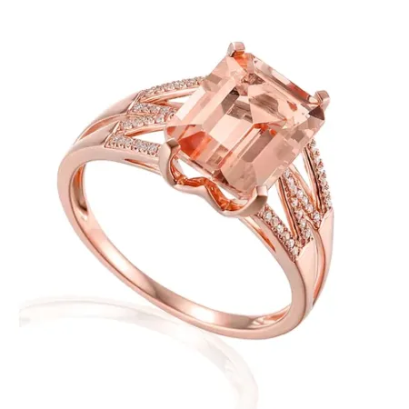 PIERŚCIONEK MORGANIT 3,0 CT DIAMENTY PRÓBA 585