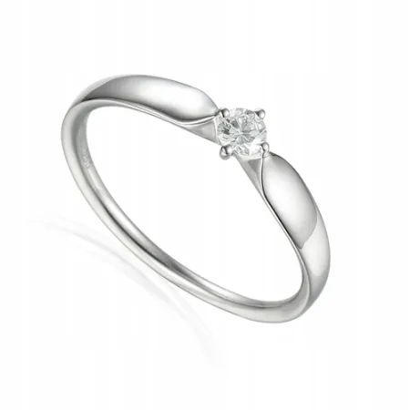 ZŁOTY 585 PIERŚCIONEK Z BRYLANTEM 0,15 CT GRAWER