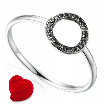 PIERŚCIONEK CZARNE DIAMENTY BIAŁE ZŁOTO PR. 585