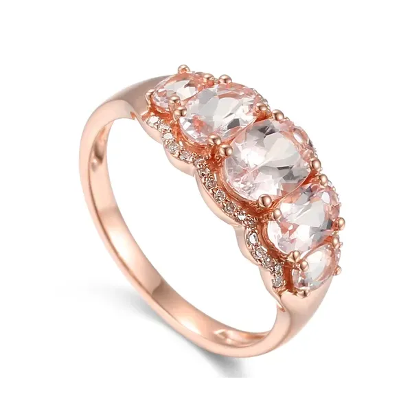 PIERŚCIONEK 585 MORGANIT DIAMENTY RÓŻOWE ZŁOTO