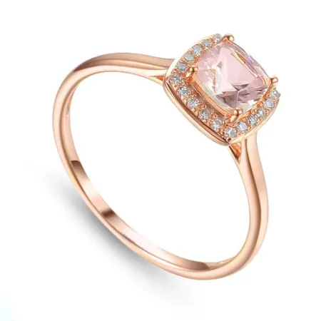 PIERŚCIONEK MORGANIT DIAMENTY PRÓBA 585
