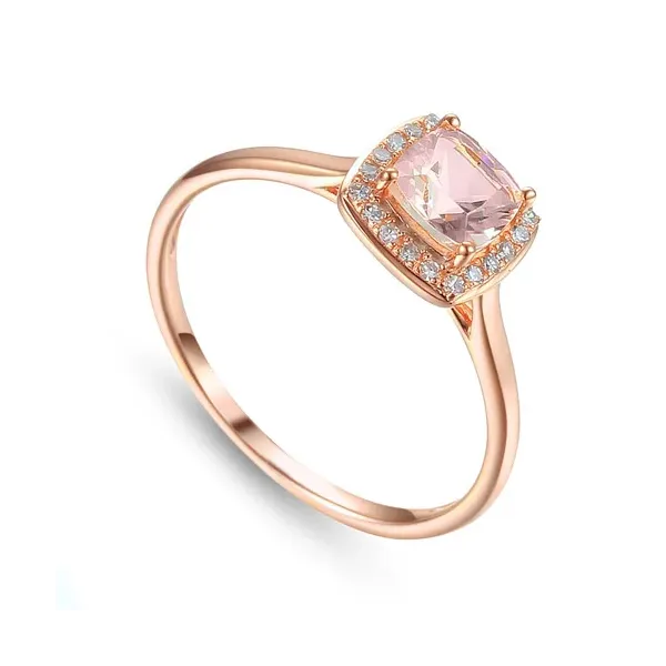 PIERŚCIONEK MORGANIT DIAMENTY PRÓBA 585