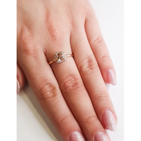 PIERŚCIONEK MORGANIT DIAMENTY PRÓBA 585