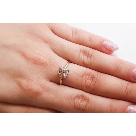 PIERŚCIONEK MORGANIT DIAMENTY PRÓBA 585