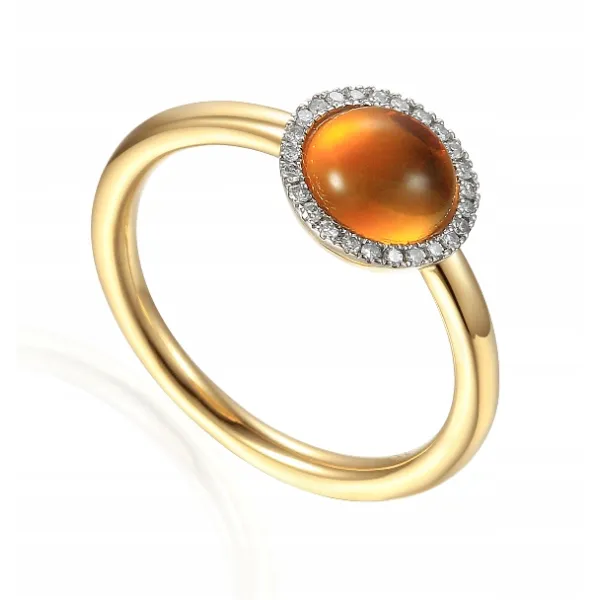 ZŁOTY PIERŚCIONEK CYTRYN DIAMENTY PRÓBA 585