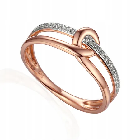 PIERŚCIONEK 585 Z DIAMENTAMI RÓŻOWE ZŁOTO