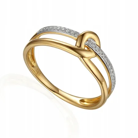 PIERŚCIONEK 585 Z DIAMENTAMI RÓŻOWE ZŁOTO