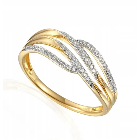 ZŁOTY 585 ELEGANCKI PIERŚCIONEK DIAMENTY PREZENT